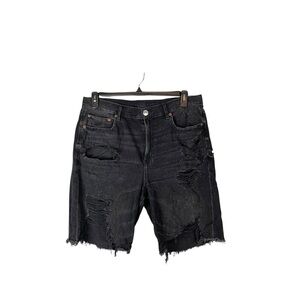 American Eagle Black Distressed Cutoff Denim Shorts Women’s Size 14